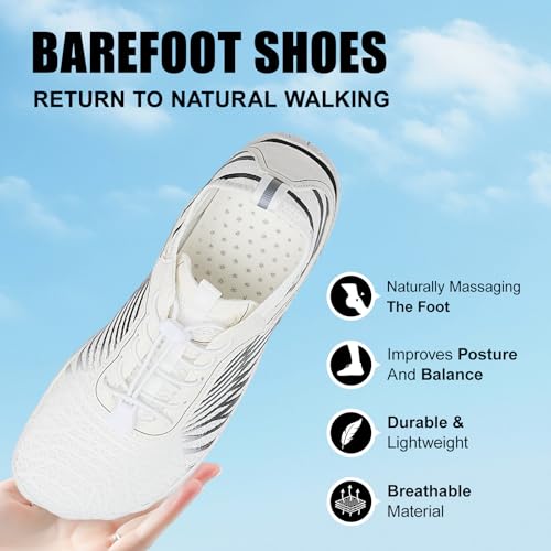FUNWINK Hike Barefoot Shoes for Womens Men Wide Toe Water Shoes Flexible Lightweight Daily Wear Walking Shoes Unisex,Desig...
