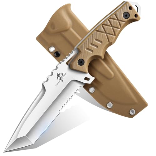Purple Dragon Fixed Blade Knife - Tanto Knife with D2 Steel Blade and G10 Handle - Camping Knives with Sheath for Bushcraf...