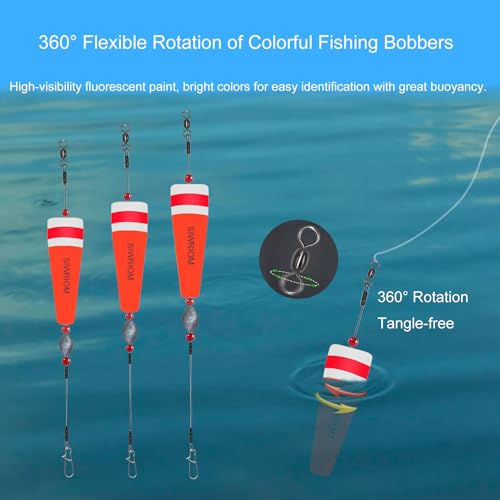 SIWRIOM Popping Corks Floats for Saltwater Fishing Bobber, 4PCS Weighted Bobbers Inshore Fishing Popping Cork Float Rig Ra...