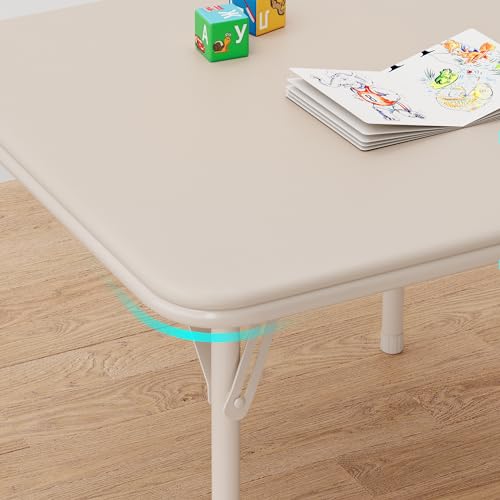 GAOMON Boys and Girls Folding Table and Chairs Set of 3, Portable Table and Chair with PU Soft Cushion,Suitable for Eatin...