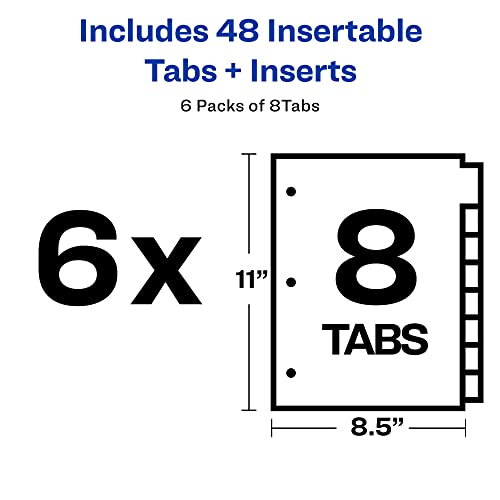 Avery 8-Tab Binder Dividers for School, Medical Office Supply, or Home Organization, Insertable Multicolor Big Tabs, 6 Set...