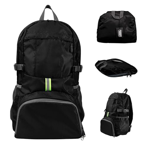 MODERN NEEDS Ready Pack 35L — Foldable Backpack for Travel | Lightweight, Water Resistant Hiking Daypack | Compact, Packab...