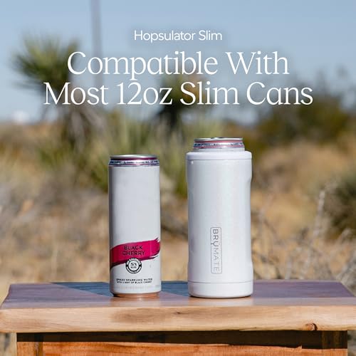 BrüMate Hopsulator Slim Can Cooler Insulated for 12oz Slim Cans | Skinny Can Insulated Stainless Steel Drink Holder for Ha...