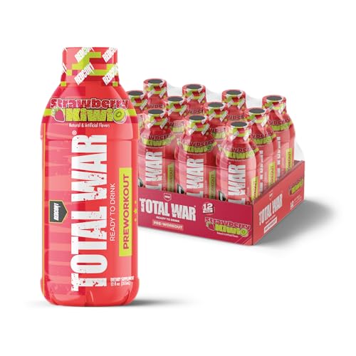 REDCON1 Total War Ready to Drink Preworkout, Strawberry Kiwi - 350mg of Fast Acting RTD Caffeine - Beta Alanine + Citrulli...