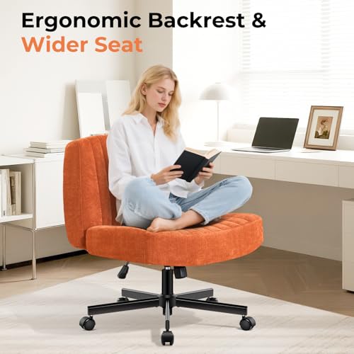 shipborne Convertible Base Criss Cross Chair with Pocket Springs & Thicker and Wider Cushions, Armless Legged Office Chair...