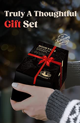 KITESSENSU Boston Cocktail Shaker Set, 4-Piece Boston Shaker Tins Bartender Kit with 18oz & 28oz Mixed Drink Shaker, Hawth...
