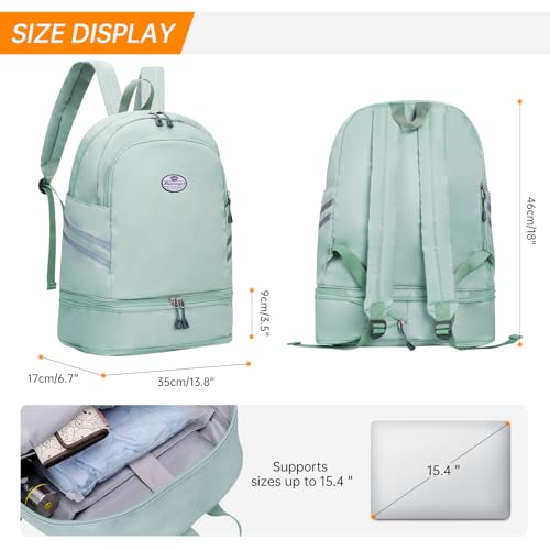 HUA ANGEL Waterproof Carry on Backpack for Men & Women Lightweight Laptop Travel Backpack with Shoe Compartment for Sports