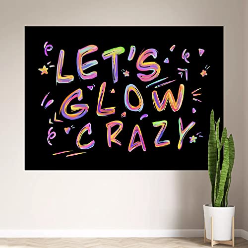 Ralxion Glow in The Dark Party Supplies - Neon Party Backdrop, Blacklight Reactive Graffiti, UV Blacklight