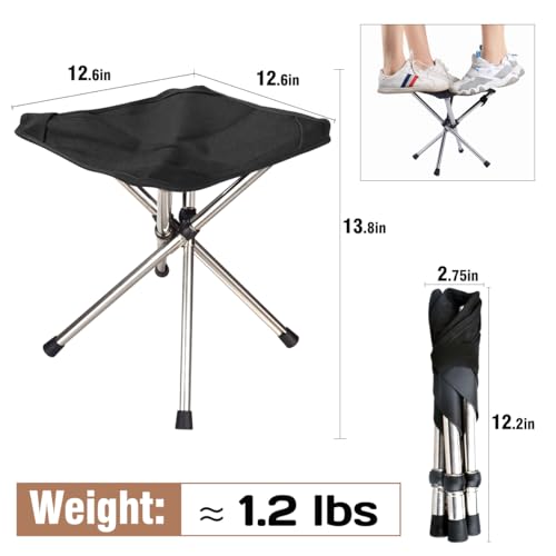 JVZI Ultra-Lightweight Camping Stoo - 260lbs Capacity | 13.8in Expanded Height | 1.2lbs Ultra-Light & Waterproof | 1-Pull ...