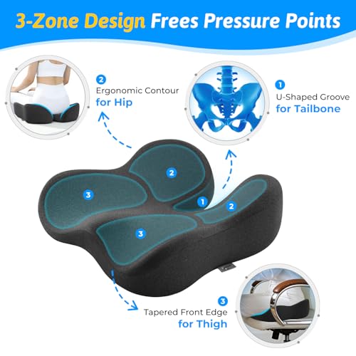 Seat Cushion for Tailbone & Sciatica Pain Relief - Plush Yet Supportive Ergonomic Memory Foam Chair Cushions for Office Ch...