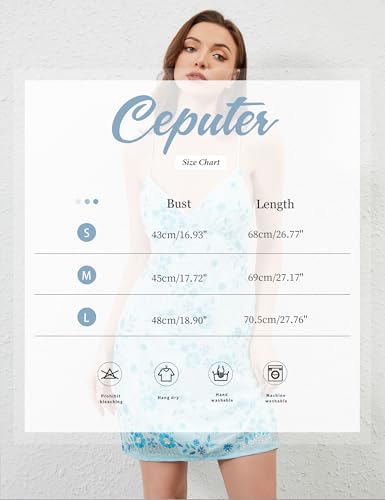 Ceputer Women Sequin Sleeveless Mini Dress Sparkly Backless Strappy Short Dress Sexy Glitter V Neck Cami Dresses Party Club