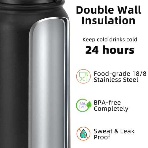 Fanhaw 20 oz Insulated Stainless Steel Water Bottle with Straw Lid, Leakproof & Anti-Dust Sports Bottle for Kids, Women & ...