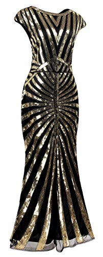 Women 1920S Gatsby Sequin Mermaid Formal Evening Dress with 20s Accessories Costume