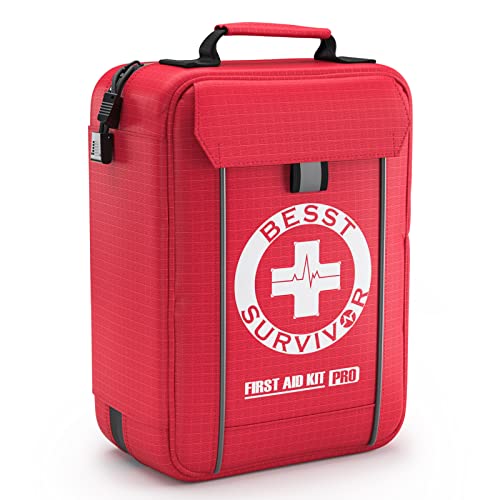 Professional Trauma First Aid Kit - Military-Grade Labelled Compartments & MOLLE System for Workplace, Outdoor, Car, Boat,...