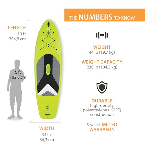 Lifetime 90891 Horizon 100 Stand-Up Paddleboard, 2 Pack, Paddles Included, Lime Green, 10'
