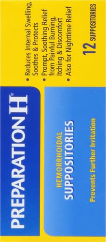 Preparation H Hemorrhoid Suppositories for Itching and Discomfort Relief - 12 Count (Pack of 2)