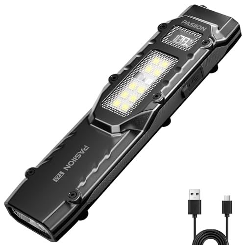 PASIION EDC Tactical Flashlight, Flat Flashlights Rechargeable,Dual-Switches LED Small Flashlight with Digital Display,Sta...