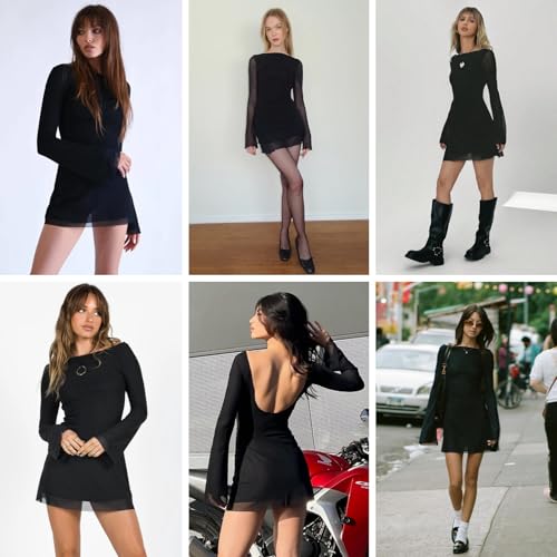 Women’s Floral Tie Dye Sheer Mesh Mini Dress Sexy Mock Neck Split Bodycon Flared Long Sleeve Beach Party Dress