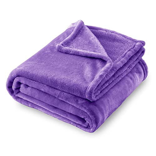 SOCHOW Flannel Fleece Blanket Throw Size, All Season Lightweight Super Soft Cozy Blanket for Bed or Couch, Purple, 50x60 i...
