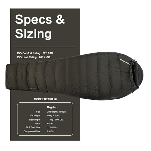스폰서 광고 - SANSEGAL 초경량 미라 다운 침낭 650 필 파워 덕 다운 수트 10.6°C(32°F) 캠핑 하이킹 배낭여행용