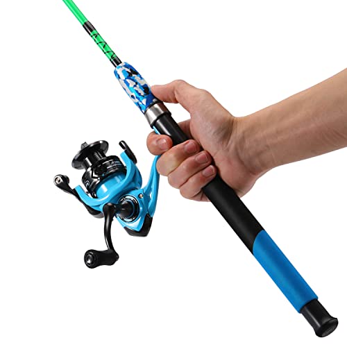 Sougayilang Spinning Reel and 2-Piece Fishing Rod Combo, Durable Graphite & Fiberglass Rod, Split-Grip Cork Handle,Right/L...