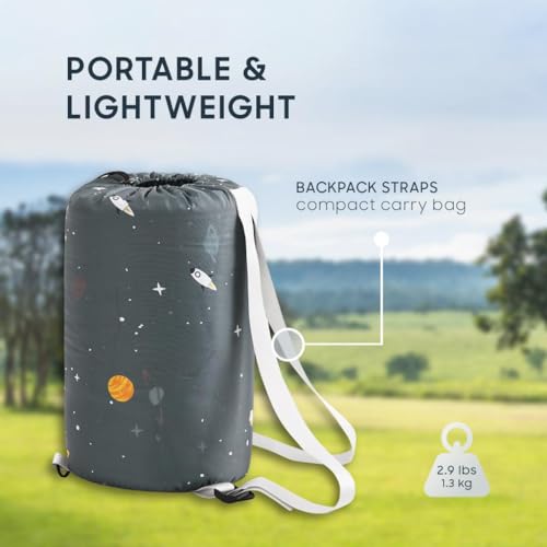 Wake In Cloud - Kids Sleeping Bag for Boys Toddlers, Camping in Warm Cold Weather, Backpacking Lightweight Compact Outdoor...