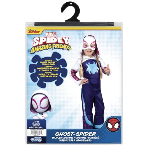 MARVEL Toddler Ghost Spider Costume, Girls Spider-Man and His Amazing Friends Gwen Stacy Kids Costume - Officially Licensed 3T/4T