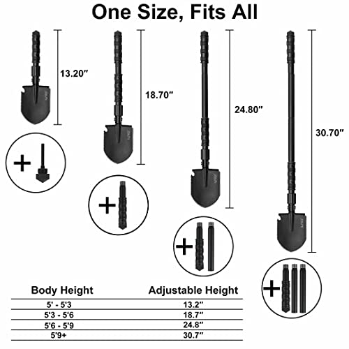 iunio Camping Shovel,Shovel Folding, Portable, Multitool, Foldable Entrenching Tool, Collapsible Spade, for Backpacking, T...