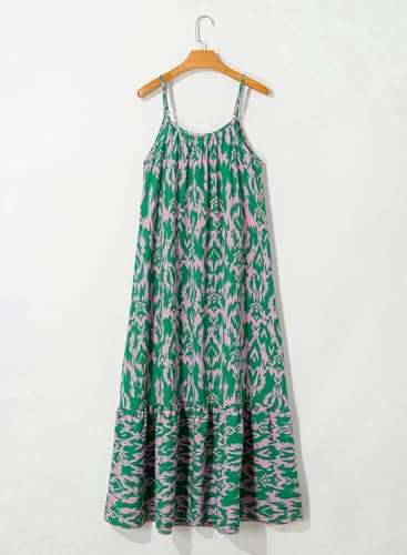 Dokotoo Women Summer Dresses 2026 Spaghetti Strap Scoop Neck Smocked Ruffle Flowy Boho Maxi Dress