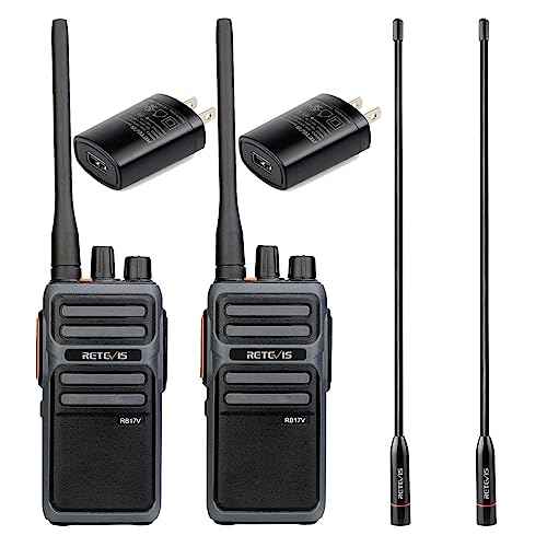 Retevis RB17V MURS Radios, Hunting Walkie Talkies Long Range,4400mAh Rechargeable Battery,SOS Alarm,2 Way Radios for Skiing Hiking Hunting(2 Pack) (with high gain Antenna)
