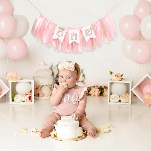 Tutu Highchair Banner For 1st Birthday - Pink 1st Highchair Garland Decoration, Princess 1st Birthday Party, Pink Tutu Ski...