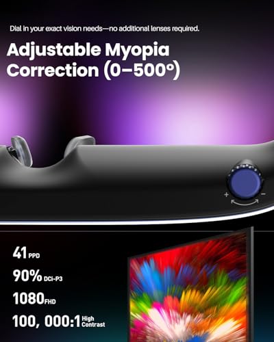 TOZO VIZO V1 AR Glasses with 1800-Nit Ultra-Bright Display, Built-In Stereo Speakers, Adjustable Myopia Correction (0–50...