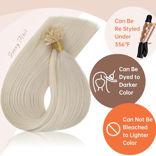 Sunny Hair Long U Tip Hair Extensions Human Hair White Color K Tip Hair Extensions Real Human Hair Blonde Keratin Bond Extensions Human Hair 24inch 50g