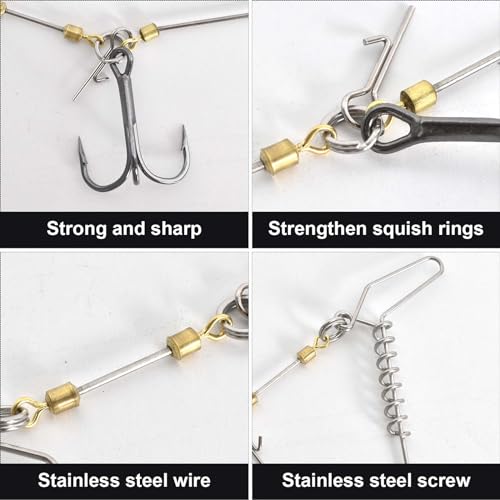3 Pieces Fishing Stinger Hooks, S/M/L Sizes with 5g20g Weights for Rubber Fish