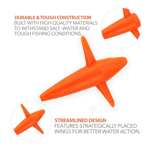 5" Trolling Bird Lures, 10 Pcs Orange, for Offshore Big Game Fishing, Tuna Teaser Birds, Ideal for Tuna and Mahi Mahi