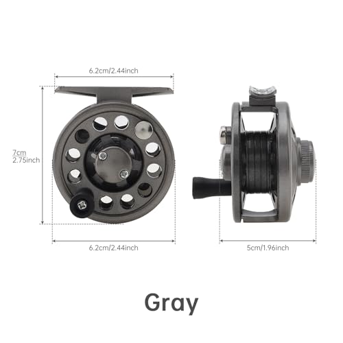 Fly Fishing Reel Wheel, Fly Ice Fishing Spinning Reels, Lightweight Spinning Reels for Freshwater Saltwater (Gray, 2.44 in...