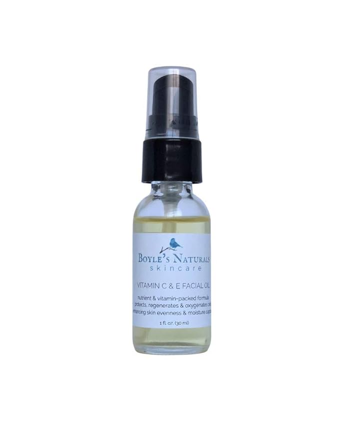 Boyle's Naturals Vitamin C & E Facial Oil Moisturizer for Women - Organic Essential Oil with Rosehip for Dry, Sensitive, Oily, Mature Skin - Skin Care for Wrinkles, Pigmentation, Dark Spot - 1 Oz