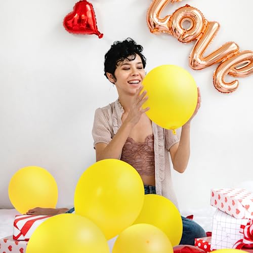 EMART 100pcs Yellow Balloons 12 Inch with Ribbon, Latex Helium Quaility for Birthday, Wedding, Baby Shower, Graduation, Ch...