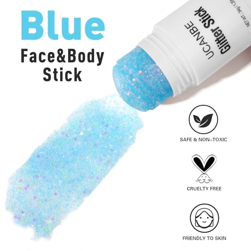UCANBE Blue Body Glitter Stick for Singer Concerts Music Festivals, Face Glitter Makeup for Face Body Hair Eyes & Lips, Ch...