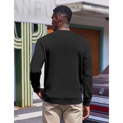 COOFANDY Men's Fleece Crewneck Sweatshirt Casual Long Sleeve Pullover Fall Winter Warm Sweatshirts Fashion Pullovers