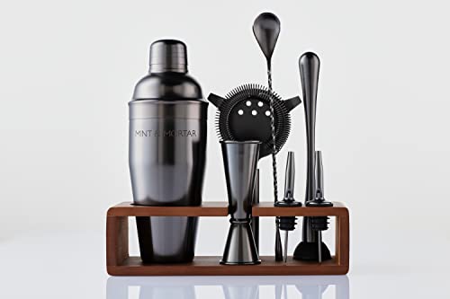 Mint & Mortar Cocktail Shaker Set, 7-Piece Bartender Kit with Stand, 24oz Martini Shaker Bottle Stainless Steel Bar Tools,...