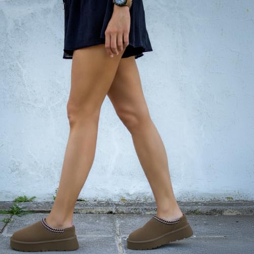 CUSHIONAIRE Kabuki Platform Boots Genuine Suede Fuzzy Mule Slippers for Women with Memory Foam | Indoor/Outdoor Womens Sli...