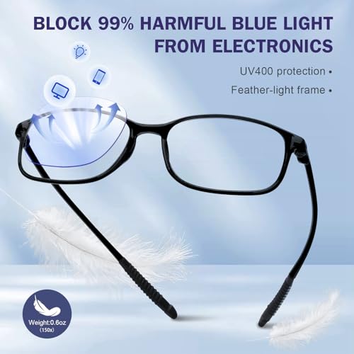 AQWANO 4 Pack Flexible Computer Reading Glasses Men Women Blue Light Blocking, Lightweight TR90 Frame Readers Glasses Anti...
