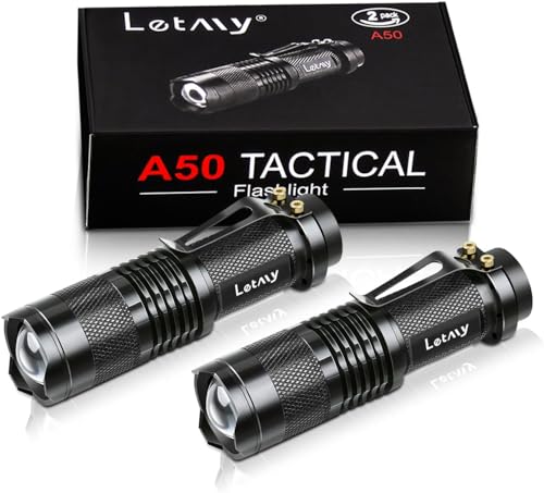 LETMY Tactical Flashlight, Super Bright LED Mini Flashlights with Belt Clip, Zoomable, 3 Modes, Waterproof - Best EDC Flas...
