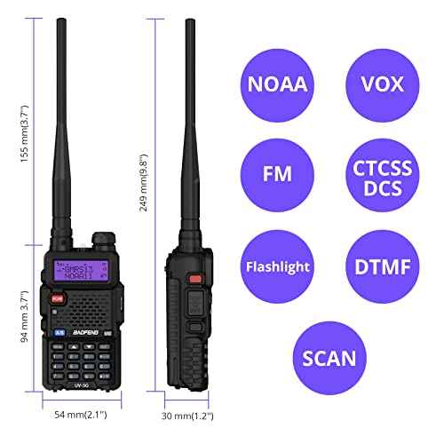 4 Pack BAOFENG UV-5X (UV-5G) GMRS Radio, Long Range Walkie Talkies with 2 Pcs 3800mAh Battery, Two Way Radio with Speaker Mic, GMRS Handheld Radio for Adults, Support Chirp & NOAA