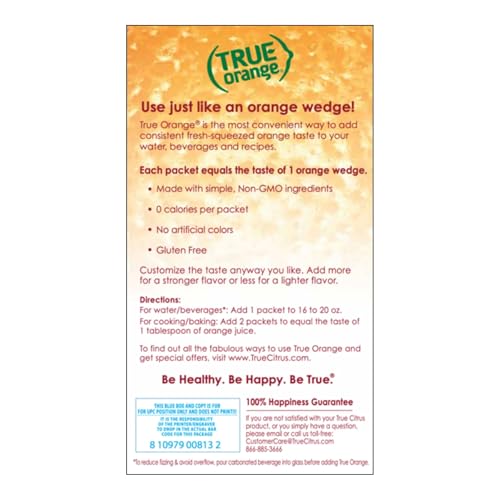 True Citrus TRUE ORANGE Water Enhancer, Bulk Dispenser, 100 Count (Pack of 1), 0 Calorie Drink Mix Packets For Water, Oran...
