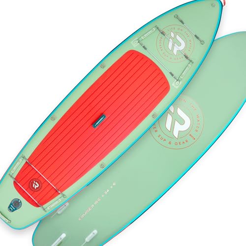 iROCKER Cruiser 7.0 Inflatable Stand Up Paddle Board Premium SUP and Accessories - Beginner Friendly - Extra Wide Base - T...