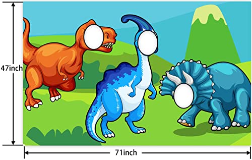 Cute Dinosaur Photo Banner Backdrop Background Photo Booth Props Triceratops T-Rex Face Party Dino Theme Decor for Safari ...