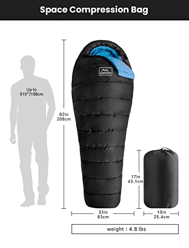 KAMPKEEPER Mummy Sleeping Bag, Cold Weather Camping Sleeping Bag, 32℉ 3-4 Seasons Adults Sleeping Bag, Non-Snag Zipper wit...