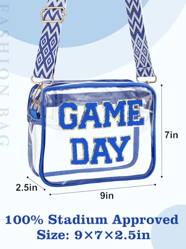Game Day Clear Bag for Stadium Events - 9" x 7" x 2.5" Small Crossbody Purse for Women, Perfect for Football Fans